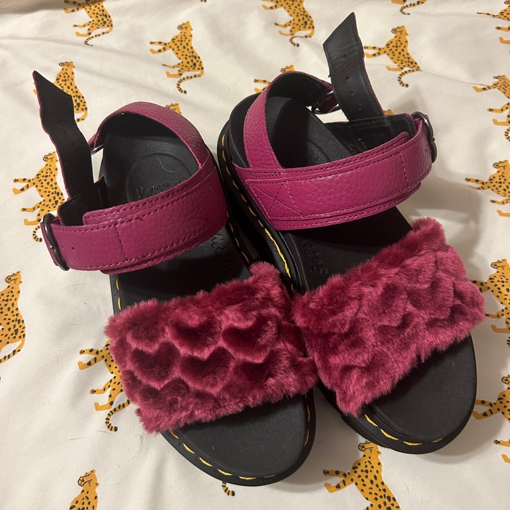 Doc Martens Sandals - Pink Fuzzy Hearts